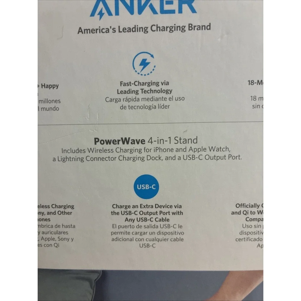 Anker Charging Station PowerWave 4-IN-1 Wireless iPhone iPod Apple Watch‎ NEW